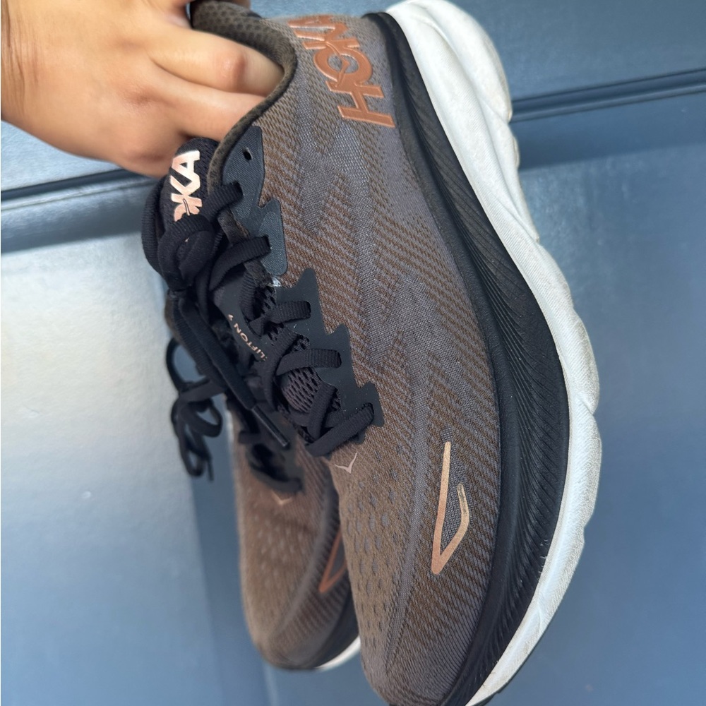 Hoka Black and Brown Athletic Shoes